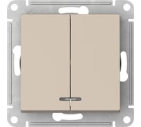 2-клавишный выключатель с подсветкой Systeme Electric ATLASDESIGN сх.5а, 10АХ, мех., быстрозажим. клем., песочный ATN001253S 5 шт 4690201023104