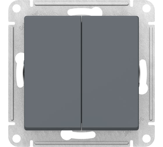 Выключатель 2-клавишный Systeme Electric Atlasdesign грифель, с самовозвратом, сх.2, 10а, механизм ATN000717 5 шт 4690201021308 1