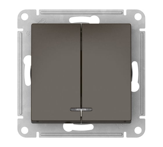 2-клавишный выключатель с подсветкой Systeme Electric ATLASDESIGN сх.5а, 10АХ, мех., быстрозажим. клем., мокко ATN000653S 10 шт 13606482108797 1