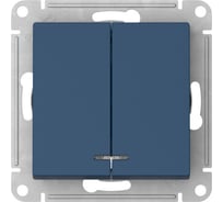 2-клавишный выключатель с подсветкой Systeme Electric ATLASDESIGN сх.5а, 10АХ, мех., быстрозажим. клем., аквамарин ATN001153S 5 шт 4690201023081