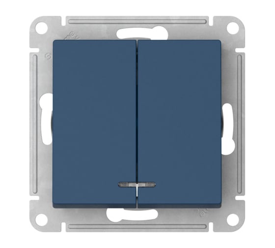 2-клавишный выключатель с подсветкой Systeme Electric ATLASDESIGN сх.5а, 10АХ, мех., быстрозажим. клем., аквамарин ATN001153S 5 шт 4690201023081 1