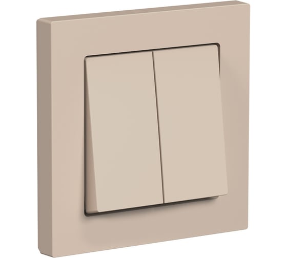 Выключатель 2-клавишный Systeme Electric Atlasdesign песочный, сх.1, 10ах, (в сборе с рамкой) ATN001252 5 шт 13606485819782 1
