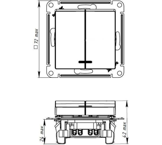 2-клавишный выключатель с подсветкой Systeme Electric ATLASDESIGN сх.5а, 10АХ, мех., быстрозажим. клем., карбон ATN001053S 5 шт 13606482108834 1
