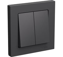 Выключатель 2-клавишный Systeme Electric Atlasdesign базальт, сх.5, 10ах, в сборе ATN001452 5 шт 4690201025504