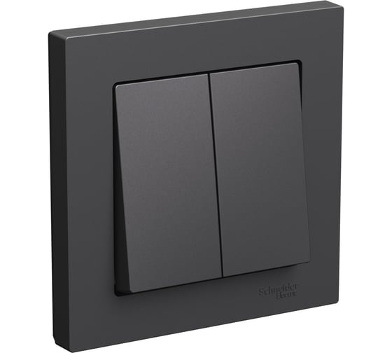 Выключатель 2-клавишный Systeme Electric Atlasdesign базальт, сх.5, 10ах, в сборе ATN001452 5 шт 4690201025504 1