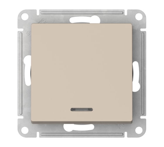 1-клавишный выключатель с подсветкой Systeme Electric ATLASDESIGN сх.1а, 10АХ, мех.,быстрозажим. клем., песочный ATN001213S 5 шт 4690201022541