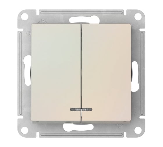 2-клавишный выключатель с подсветкой Systeme Electric ATLASDESIGN сх.5а, 10АХ, мех., быстрозажим. клем., жемчуг ATN000453S 10 шт 13606482108773 1