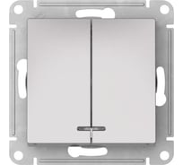 2-клавишный выключатель с подсветкой Systeme Electric ATLASDESIGN сх.5а, 10АХ, мех., быстрозажим. клем., алюминий ATN000353S 10 шт 13606482108766