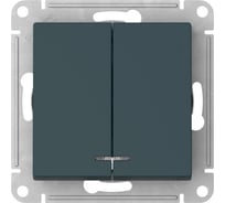 2-клавишный выключатель с подсветкой Systeme Electric ATLASDESIGN сх.5а, 10АХ, мех., быстрозажим. клем., изумруд ATN000853S 5 шт 13606482108810