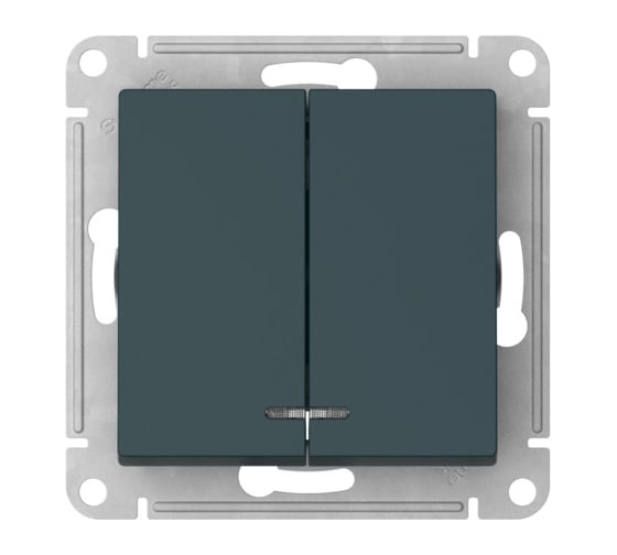 2-клавишный выключатель с подсветкой Systeme Electric ATLASDESIGN сх.5а, 10АХ, мех., быстрозажим. клем., изумруд ATN000853S 5 шт 13606482108810 1
