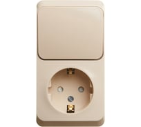 Блок Systeme Electric (Schneider Electric) ОП Этюд 1-м розетка с зазем. защ. шторки + 1-клавишный выключатель кремовый BPA16-201K 10 шт 13606480981330