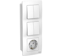 Блок Systeme Electric (Schneider Electric) Blanca внутренний белый розетка з/к шт 16А, 250В+выключатель 2-клавишный+выключатель 2-клавишный SE BLNBS102201 3 шт 13606481194593