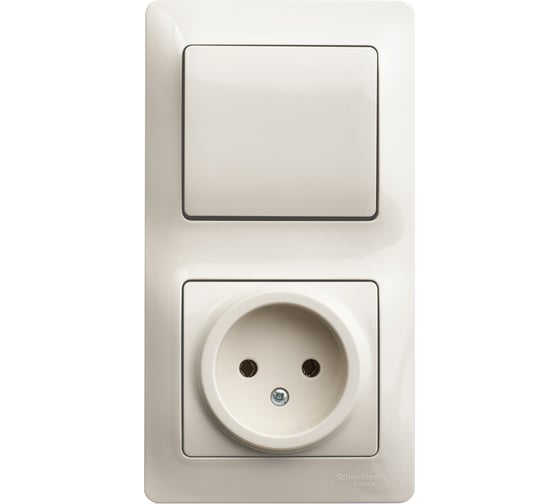 Блок Systeme Electric (Schneider Electric) комбинированный GLOSSA розетка + выключатель 1-клавишный бежевый GSL000260 9 шт 13606485437412 1