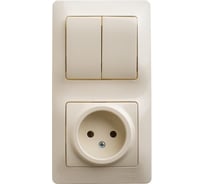 Блок Systeme Electric (Schneider Electric) комбинированный GLOSSA розетка + выключатель 2-клавишный бежевый GSL000272 9 шт 13606485437436