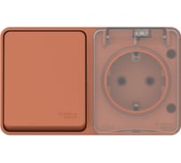 Блок: розетка с заземлением Systeme Electric ATLASDESIGN PROFI IP54 О/У, 16А, ВЫКЛЮЧАТЕЛЬ 1-клав., 10АХ, ТЕРРАКОТО ATN547070 6 шт 4690201045786
