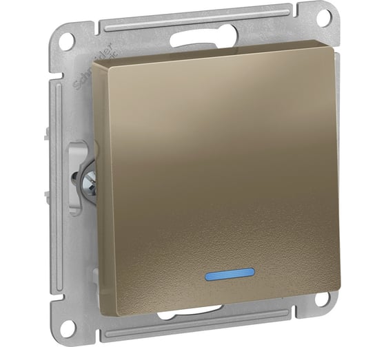 Механизм выключателя Systeme Electric (Schneider Electric) 1-кл. ATLAS DESIGN с подсветкой сх.1а 10АХ шампань 1240313 ATN000513 10 шт 13606489584648 1