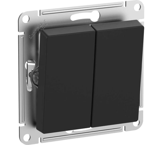 Выключатель 2-клавишный Systeme Electric (Schneider Electric) AtlasDesign Aqua Карбон, IP44, сх.6, 10АХ ATN441051 5 шт 13606481041828 1