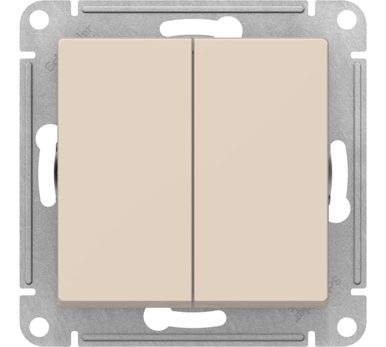 Выключатель 2-клавишный Systeme Electric Atlasdesign бежевый, с самовозвратом, сх.5, 10ах, механизм, бежевый ATN000217 5 шт 4690201021209 1