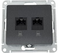 Розетка двойная компьютерная Systeme Electric ( Schneider Electric) Glossa Антрацит RJ45+RJ45, кат.5E SE GSL000785KK 10 шт 13606480915595