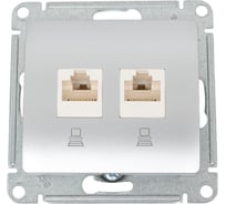 Механизм компьютерной розетки Systeme Electric ( Schneider Electric) 2-м Glossa RJ45+RJ45 кат.5е алюм. GSL000385KK 10 шт 13606480915557