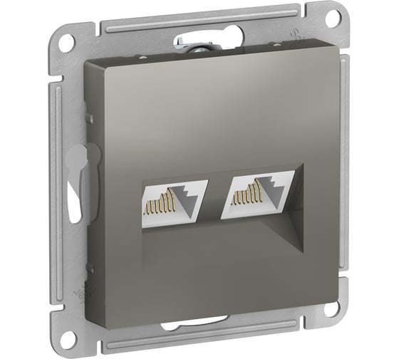 Розетка двойная компьютерная Systeme Electric ( Schneider Electric) AtlasDesign Сталь, RJ45 SE ATN000985 5 шт 13606489708747 1