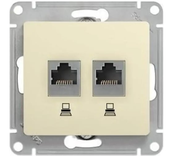 Розетка двойная компьютерная Systeme Electric ( Schneider Electric) Glossa Молочная RJ45+RJ45, кат.5E SE GSL000985KK 10 шт 13606481274622