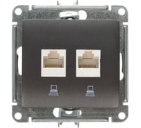 Розетка двойная компьютерная Systeme Electric ( Schneider Electric) Glossa rj45+rj45, кат.5e, механизм, графит GSL001385KK 5 шт 53606481274941