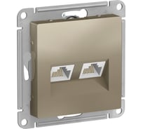 Розетка двойная компьютерная Systeme Electric ( Schneider Electric) AtlasDesign Шампань, RJ45+RJ45, кат.5E SE ATN000585 10 шт 13606489586284