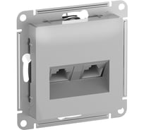 Розетка двойная компьютерная Systeme Electric ( Schneider Electric) ATLASDESIGN RJ45+RJ45, кат.6А, механизм, алюминий ATN000388 10 шт 13606482211411