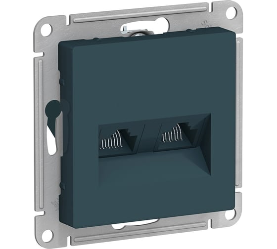 Розетка двойная компьютерная Systeme Electric ( Schneider Electric) AtlasDesign Изумруд, RJ45+RJ45, кат.5E SE ATN000885 5 шт 13606489708679