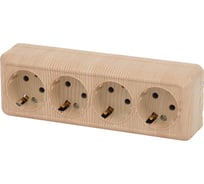 Четырехместная розетка Intro Quadro 2-208-11 с заземлением 16А-250В открытой установки сосна Б0051135