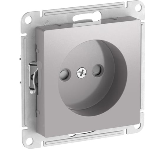 Механизм розетки Systeme Electric ATLASDESIGN без заземления, со шторками, 16А, быстрозажимные клеммы, алюминий ATN000349S 10 шт 13606482108469 1