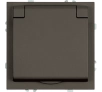 Розетка STEKKER 1-местная с крышкой с защ. штор, с/з, 250В, 16А, серия Эмили, RST16-5112-09, антрацит, soft touch, 49933
