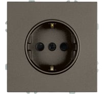 Розетка STEKKER 1-местная с защитной шторкой с/з, механизм, 250В, 16А, серия Эмили, RST16-5110-09, антрацит, soft touch, 49932