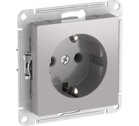 Розетка Systeme Electric ATLASDESIGN с заземлением, 16А, мех., быстрозажим. клем., АЛЮМИНИЙ ATN000343S 10 шт 13606482108032