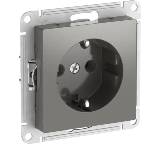 Розетка Systeme Electric ATLASDESIGN с заземлением, 16А, мех., быстрозажим. клем., СТАЛЬ ATN000943S 5 шт 13606482108094 1