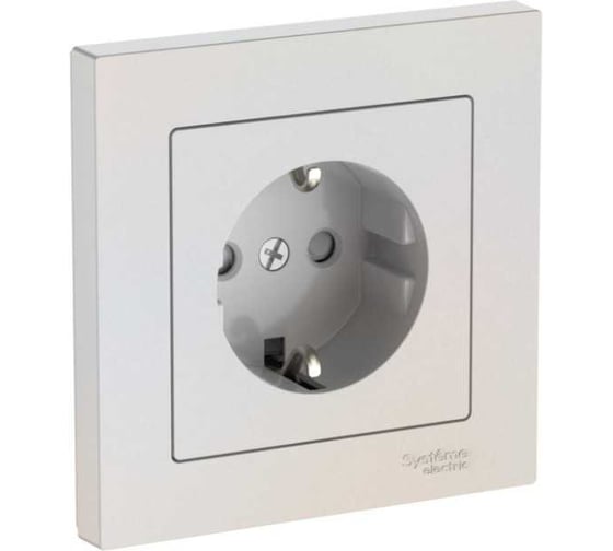 Розетка Systeme Electric ATLASDESIGN с заземлением, со шторками, 16А, в сборе, быстрозажим. клем., ЖЕМЧУГ ATN000444S 10 шт 13606482108148 1