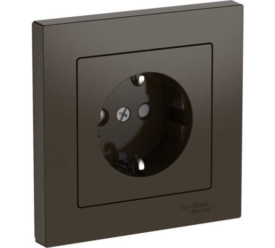 Розетка Systeme Electric ATLASDESIGN с заземлением, со шторками, 16А, в сборе, быстрозажим. клем., МОККО ATN000644S 10 шт 13606482108162 1