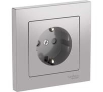 Розетка Systeme Electric ATLASDESIGN с заземлением, со шторками, 16А, в сборе, быстрозажим. клем., АЛЮМИНИЙ ATN000344S 10 шт 13606482108131