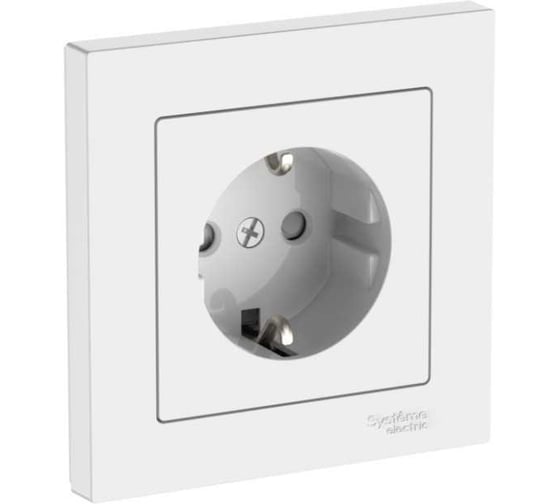 Розетка Systeme Electric ATLASDESIGN с заземлением, со шторками, 16А, в сборе, быстрозажим. клем., БЕЛЫЙ ATN000144S 15 шт 13606482108117 1