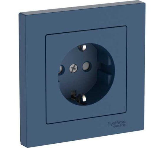 Розетка Systeme Electric ATLASDESIGN с заземлением, со шторками, 16А, в сборе, быстрозажим. клем., АКВАМАРИН ATN001144S 5 шт 4690201022725 1