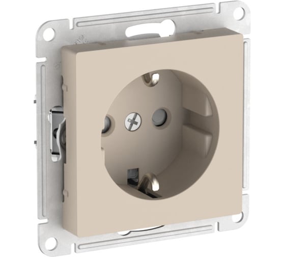 Розетка Systeme Electric ATLASDESIGN с заземлением, со шторками, 16А, мех., быстрозажим. клем., ПЕСОЧНЫЙ ATN001245S 5 шт 4690201022787 1