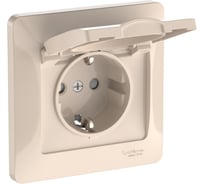 Розетка Systeme Electric GLOSSA с заземлением, со шторками, с крышкой, 16А, IP20, в сборе, быстрозажим. клем., БЕЖЕВЫЙ GSL000246S 15 шт 13606482110646