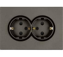 Розетка STEKKER 2-местная с защитной шторкой, с/з, 250В, 16А, серия Эмили, RST16-5114-09, антрацит, soft touch, 49934