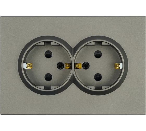 Розетка STEKKER 2-местная с защитной шторкой, с/з, 250В, 16А, серия Эмили, RST16-5114-09, антрацит, soft touch, 49934 1