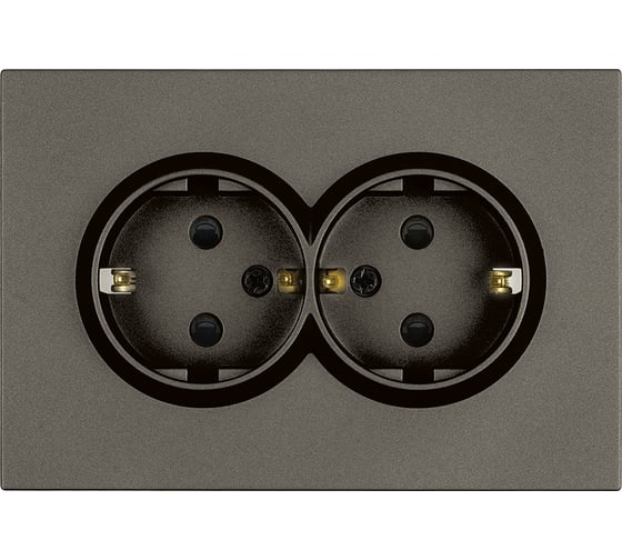 Розетка STEKKER 2-местная с защитной шторкой, с/з, 250В, 16А, серия Эмили, RST16-5114-09, антрацит, soft touch, 49934