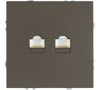 Розетка STEKKER компьютерная 2-местная RJ-45, механизм, серия Эмили, RST00-5111-09, антрацит, soft touch, 49926