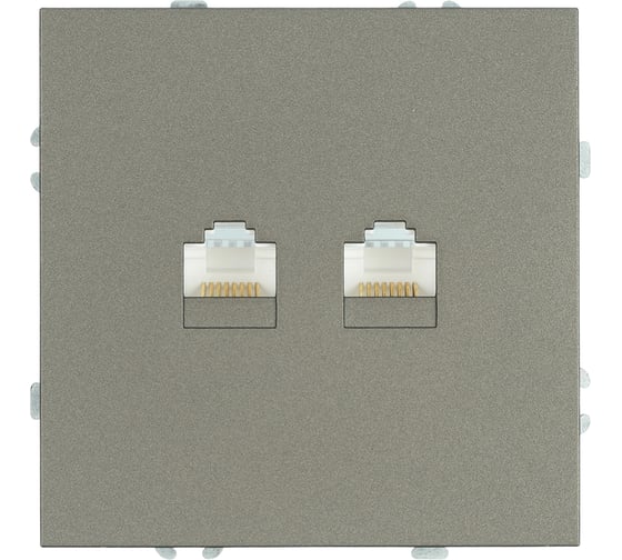 Розетка STEKKER компьютерная 2-местная RJ-45, механизм, серия Эмили, RST00-5111-09, антрацит, soft touch, 49926 1