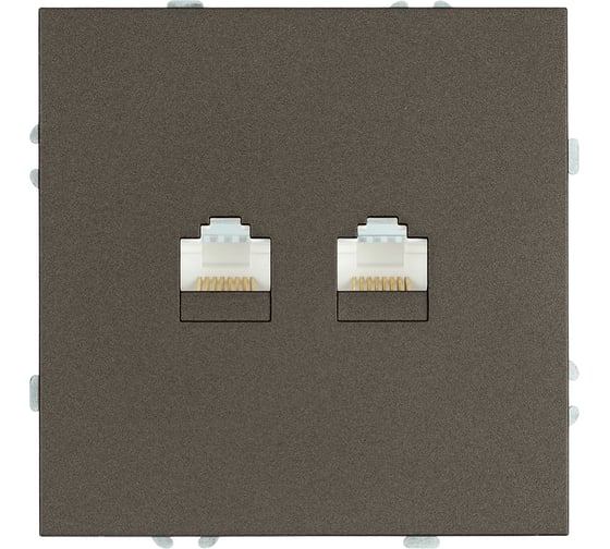 Розетка STEKKER компьютерная 2-местная RJ-45, механизм, серия Эмили, RST00-5111-09, антрацит, soft touch, 49926