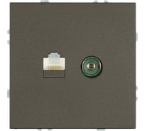 Розетка STEKKER TV + компьютерная RJ-45, механизм, серия Эмили, RST00-5106-09, антрацит, soft touch 49924